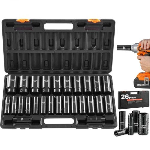 Smūginių galvučių rinkinys VEVOR 1/2"-26PC/DEEP LH-2126D, 26 dalių
