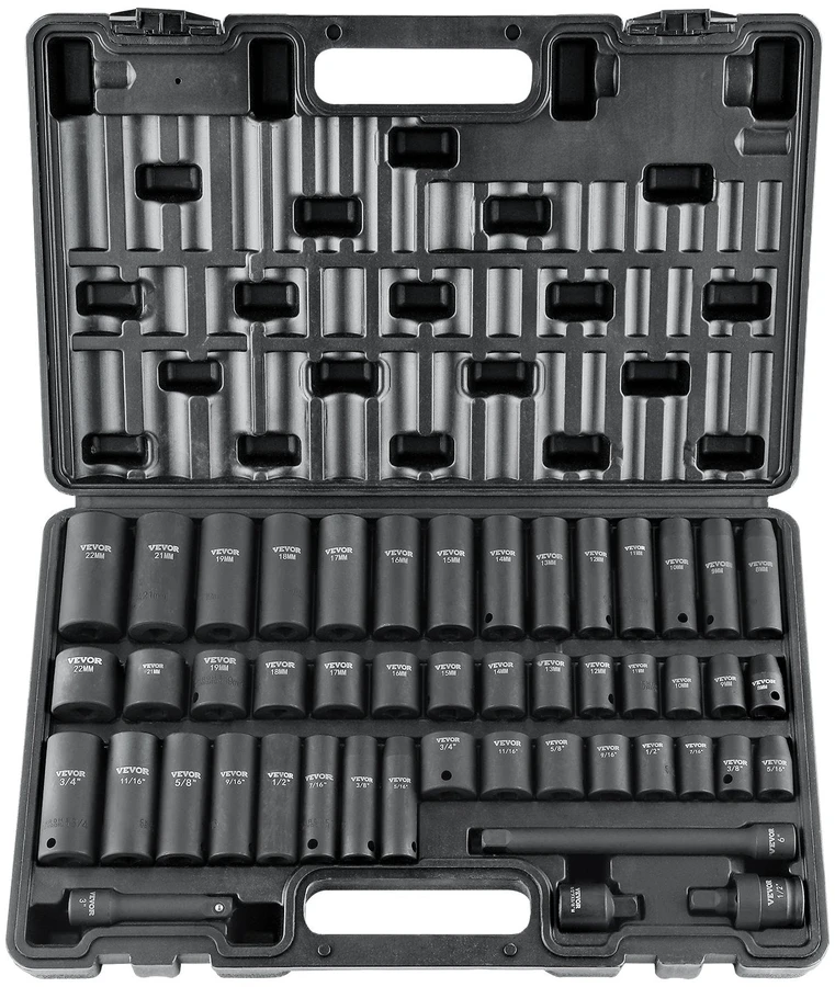 VEVOR 3/8" smūginis galvučių rinkinys, 48 dalys
