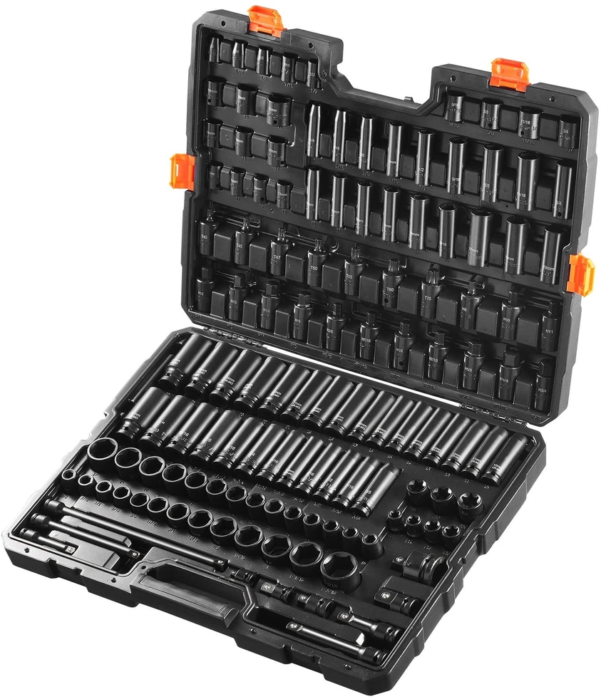 VEVOR Smūginiai veržliarakčiai 130 vnt. 3/8" ir 1/2"