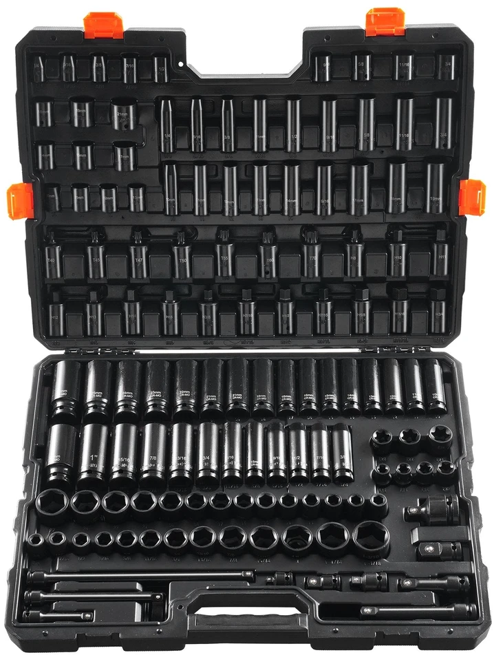 VEVOR Smūginiai veržliarakčiai 130 vnt. 3/8" ir 1/2"