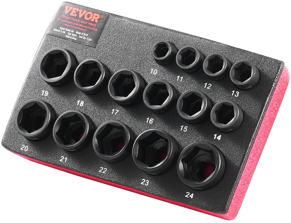 VEVOR 15 dalių smūginiai antgaliai 10-24 mm