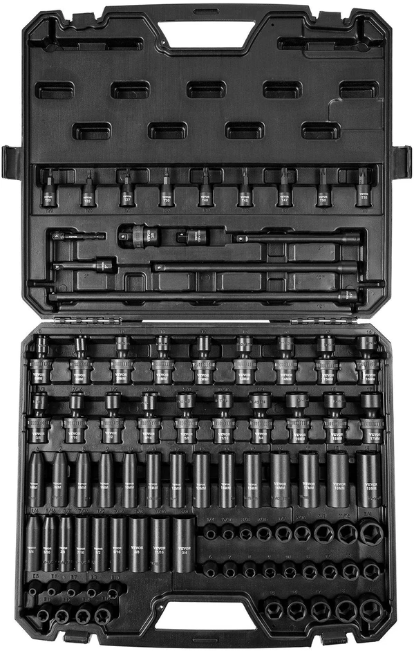 VEVOR 3/8" smūginiai galvučių rinkinys, 90 vnt.