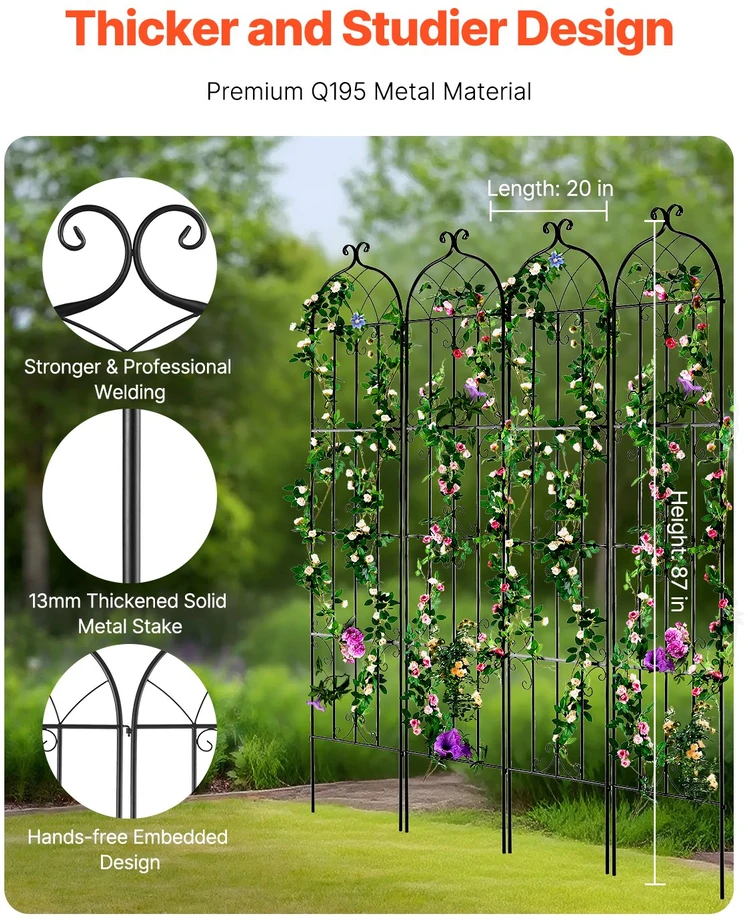 VEVOR Metalinė sodo atrama vijokliniams augalams 220x51 cm