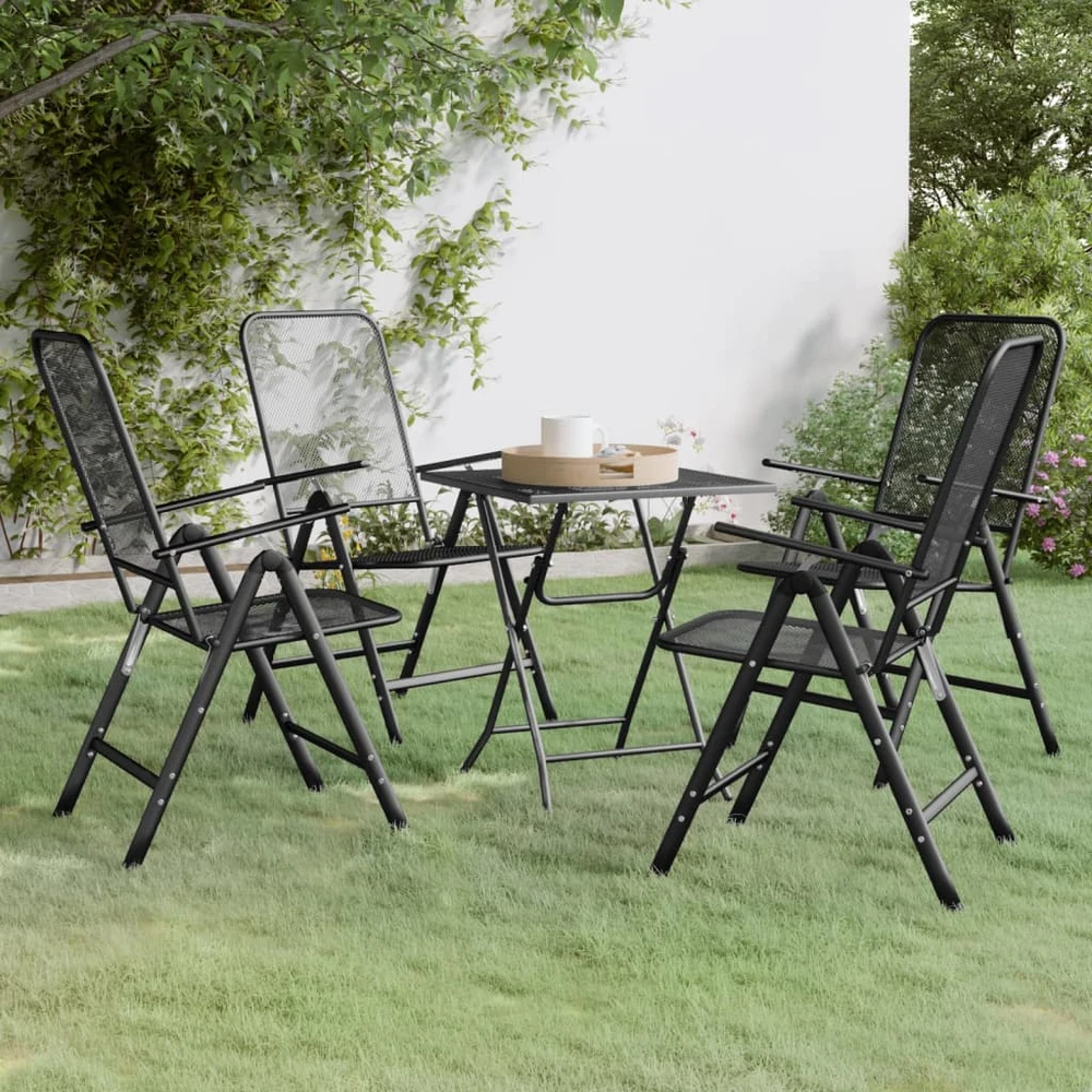 Lauko baldų komplektas Sodo baldų komplektas, 5 dalių, antracito, išplėstas metalas