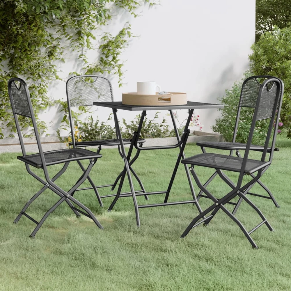 Lauko baldų komplektas Sodo baldų komplektas, 5 dalių, antracito, išplėstas metalas