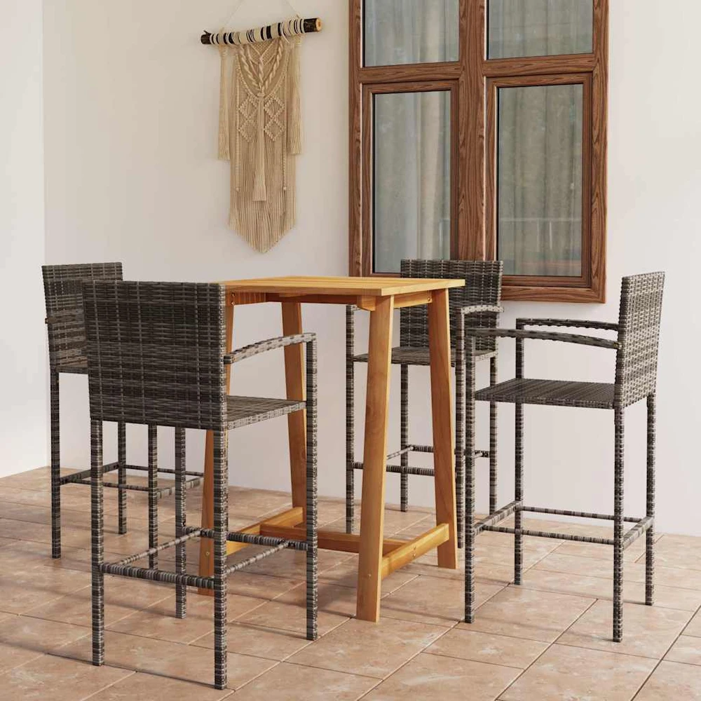 Lauko baldų komplektas Sodo baro baldų komplektas, 5 dalių, pilkos spalvos