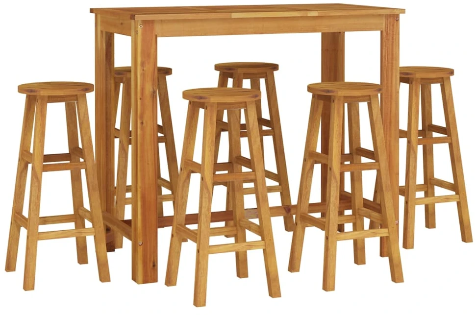 Lauko baldų komplektas Sodo baro baldų komplektas, 7 dalių, akacijos medienos masyvas