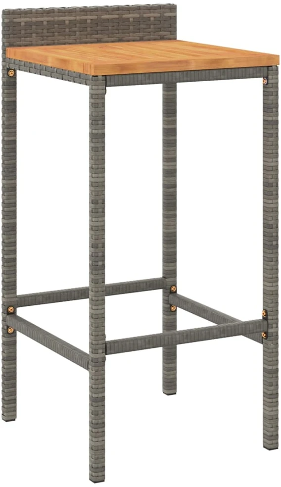 Lauko baldų komplektas Sodo baro komplektas, 9 dalių, pilkas, poliratanas ir akacija
