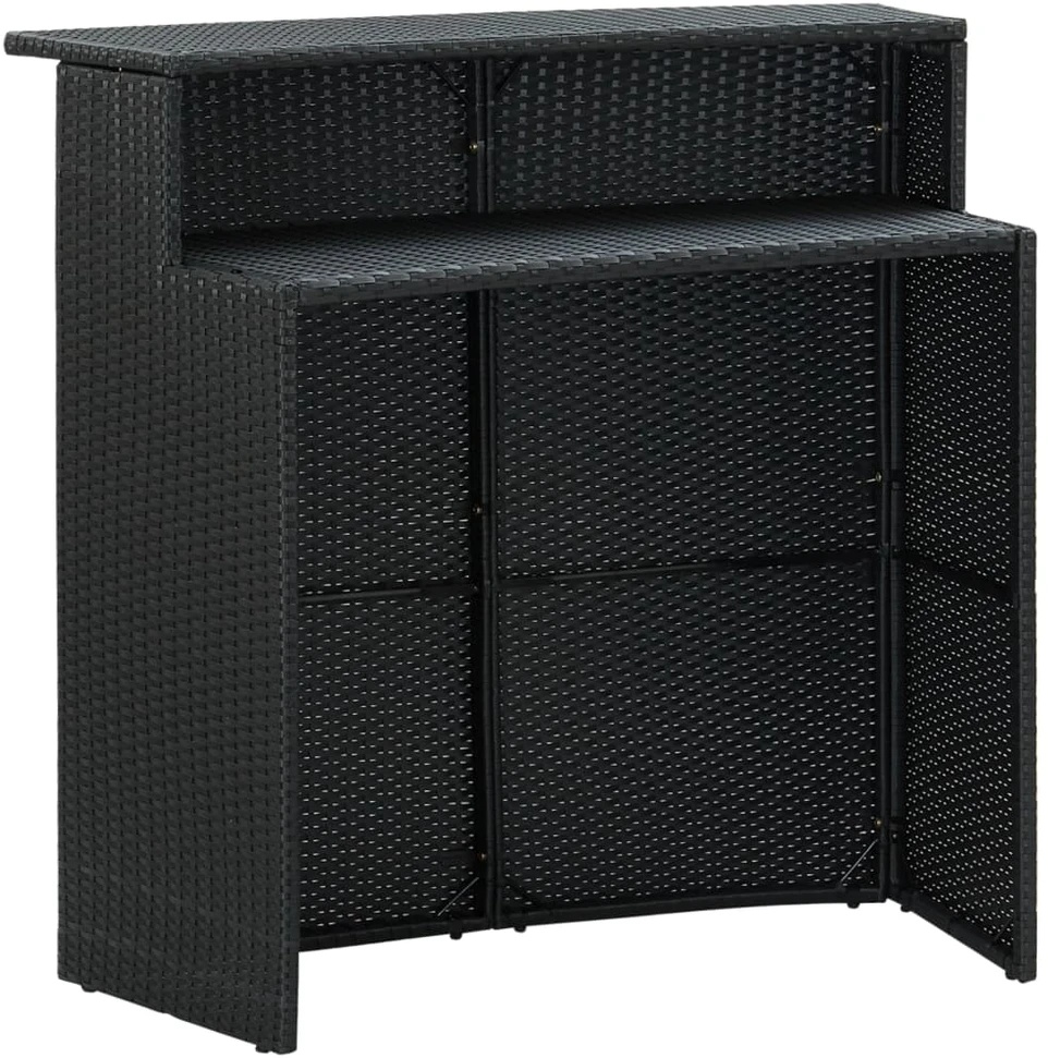 Sodo baro staliukas, juodos spalvos, 120x55x110cm, poliratanas