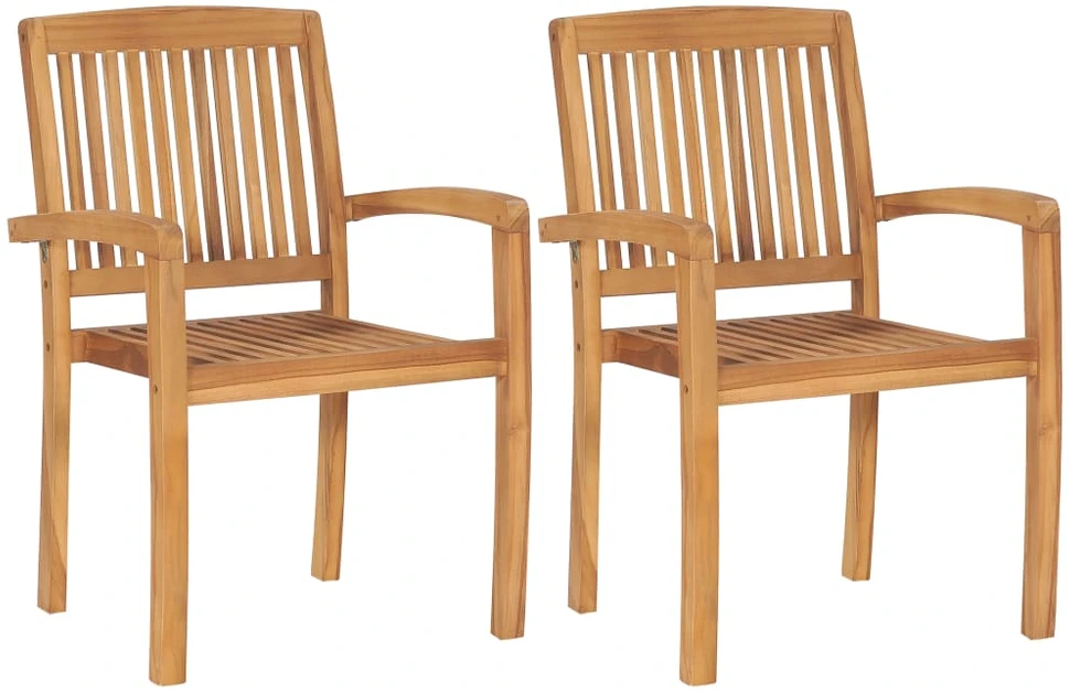 Sodo kėdės su mėlynomis pagalvėlėmis, 2vnt., tikmedžio masyvas