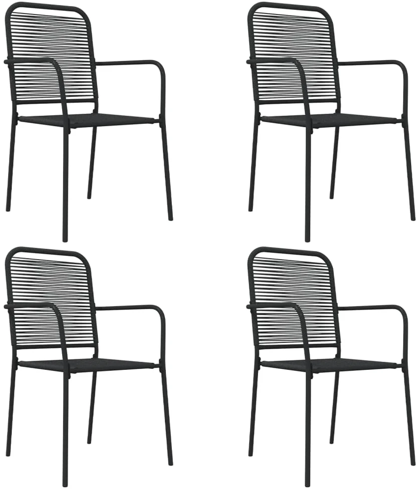 Lauko baldų komplektas Sodo komplektas, 5 dalių, juodas, medvilninė virvė ir plienas