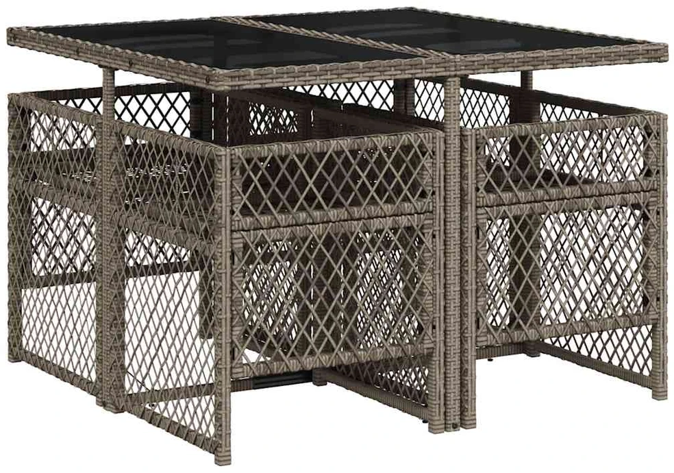 Lauko baldų komplektas Sodo komplektas su pagalvėlėmis, 5 dalių, pilkas, poliratanas