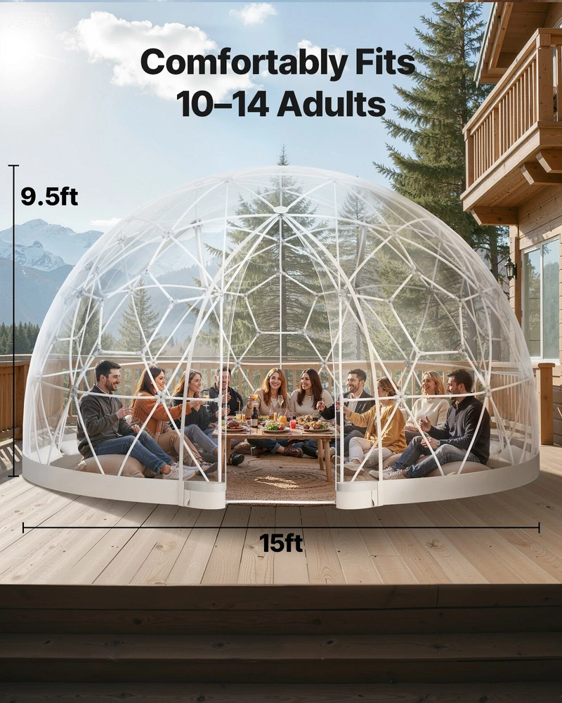 VEVOR 15x9,5 ft lauko kupolo palapinė 10-14 asmenų