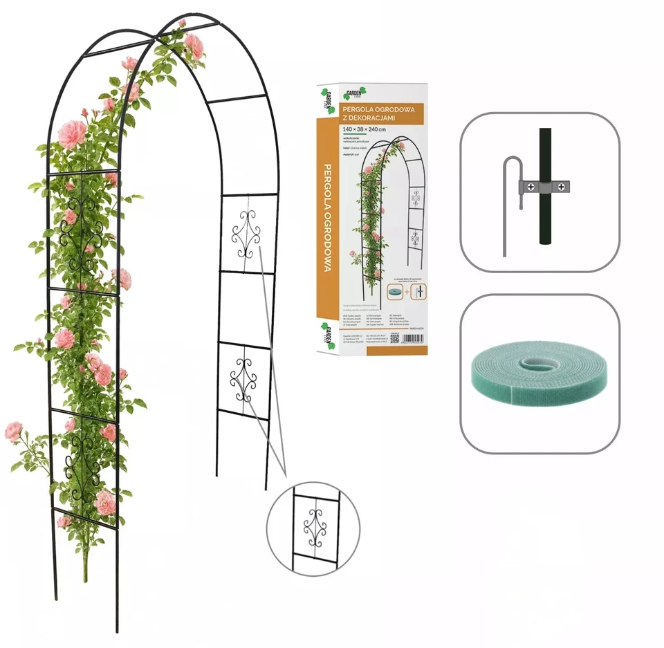 Sodo pergola su dekoracijomis 140 × 38 × 240 cm