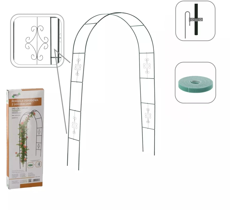 Sodo pergola su dekoracijomis 140 × 38 × 240 cm