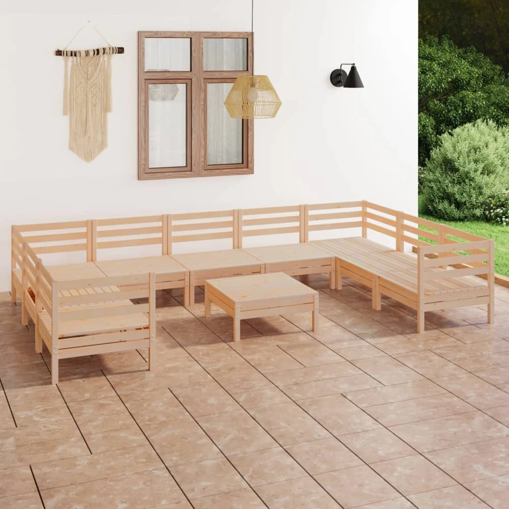Lauko baldų komplektas Sodo poilsio baldų komplektas, 10 dalių, pušies masyvas