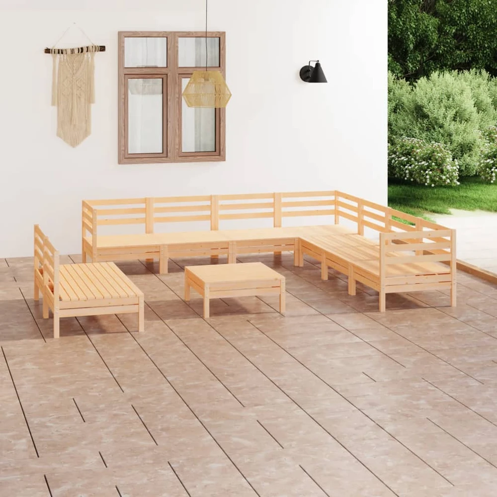 Lauko baldų komplektas Sodo poilsio baldų komplektas, 10 dalių, pušies masyvas