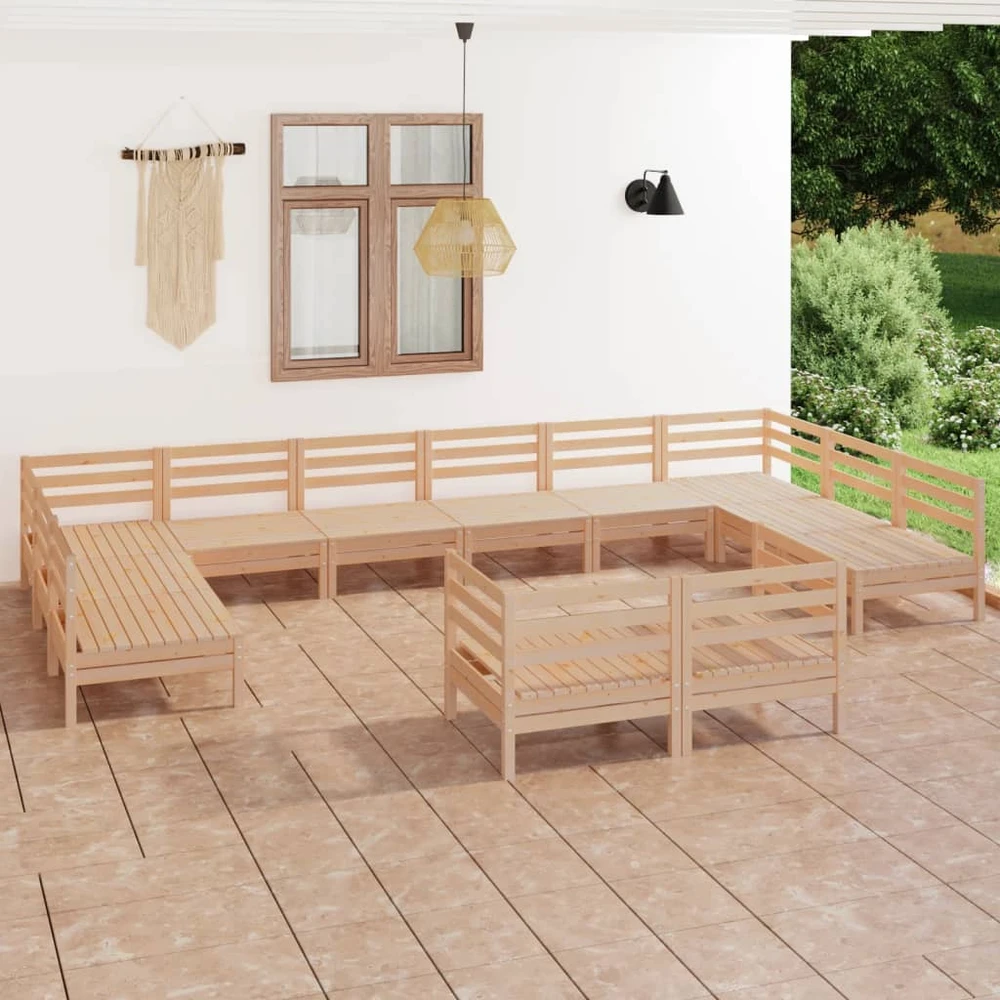 Lauko baldų komplektas Sodo poilsio baldų komplektas, 12 dalių, pušies masyvas
