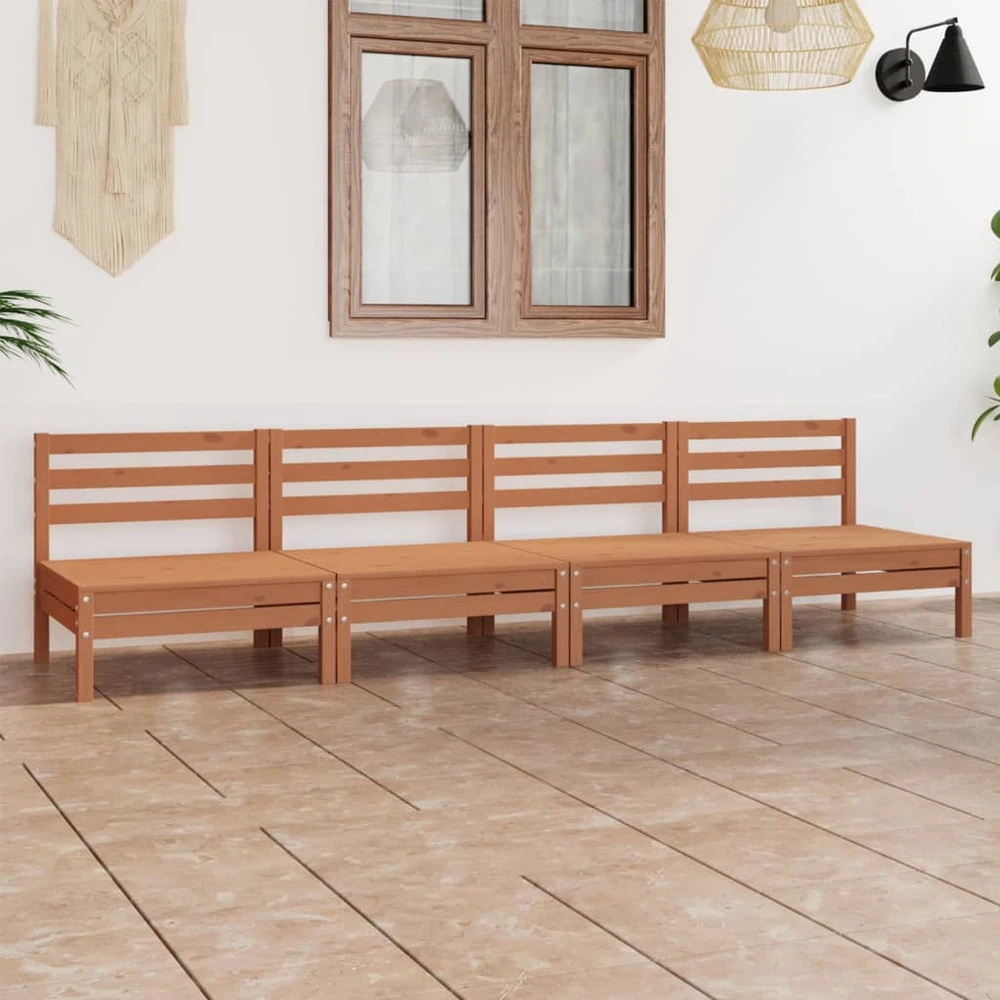 Lauko baldų komplektas Sodo poilsio baldų komplektas, 4 dalių, medaus rudas, pušis