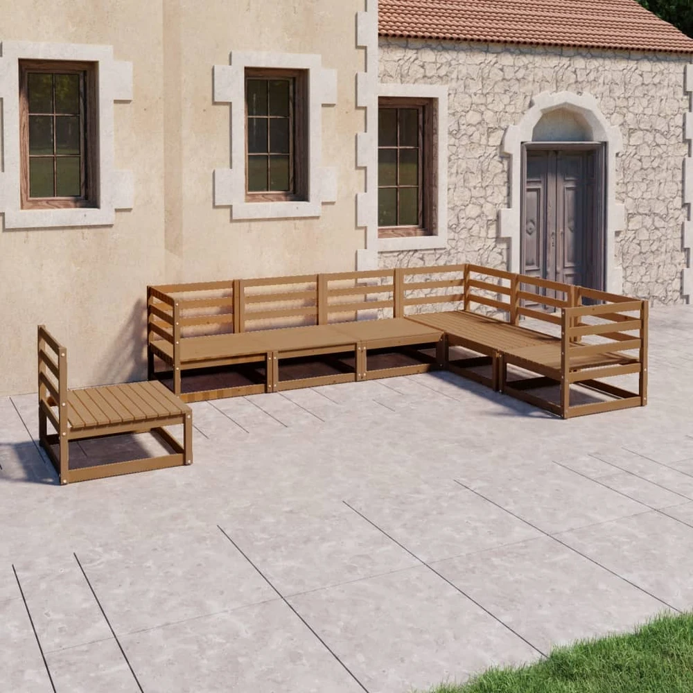 Lauko baldų komplektas Sodo poilsio baldų komplektas, 7 dalių, rudas, pušies masyvas