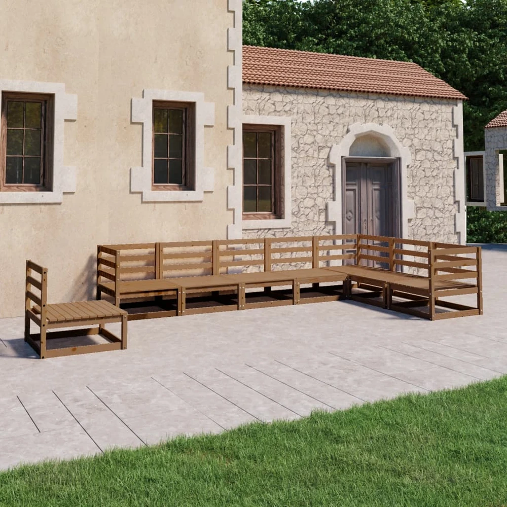 Lauko baldų komplektas Sodo poilsio baldų komplektas, 8 dalių, rudas, pušies masyvas