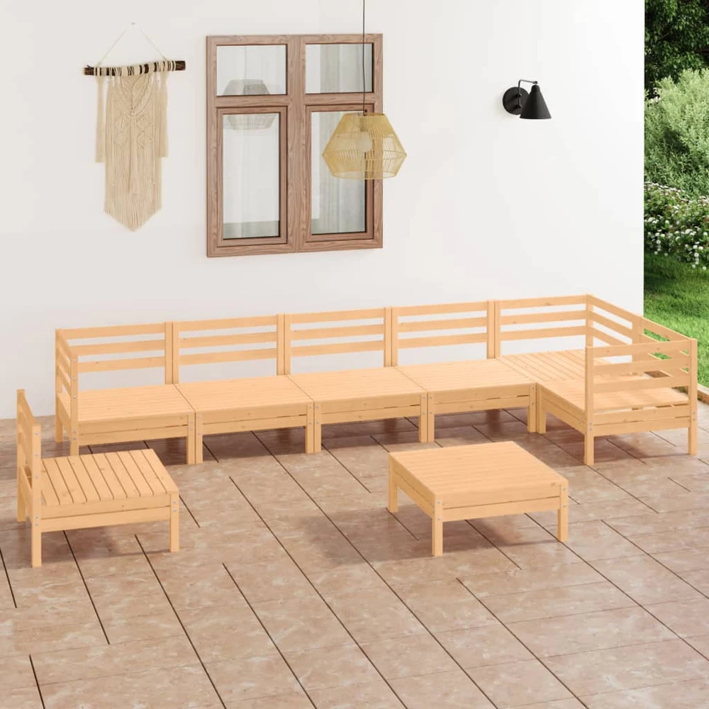 Lauko baldų komplektas Sodo poilsio baldų komplektas, 8 dalių, pušies medienos masyvas