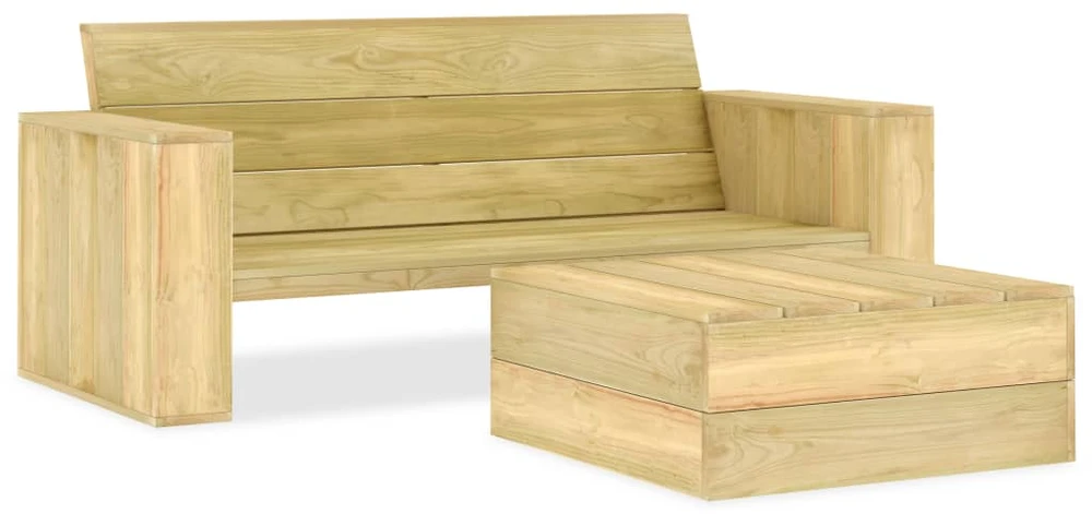 Lauko baldų komplektas Sodo poilsio komplektas, 2 dalių, impregnuota pušies mediena