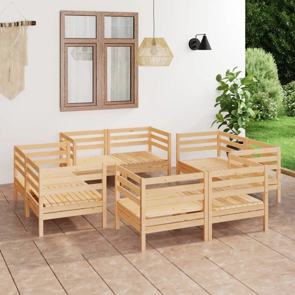 Lauko baldų komplektas Sodo poilsio komplektas, 8 dalių, pušies medienos masyvas