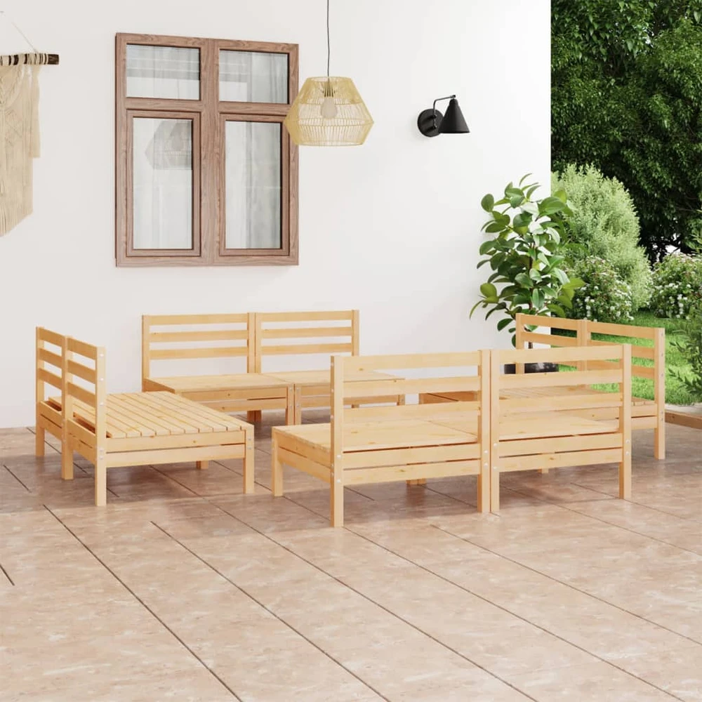 Lauko baldų komplektas Sodo poilsio komplektas, 8 dalių, pušies medienos masyvas