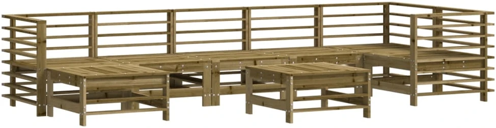 Lauko baldų komplektas Sodo poilsio komplektas su pagalvėlėmis, 8 dalių, pušis