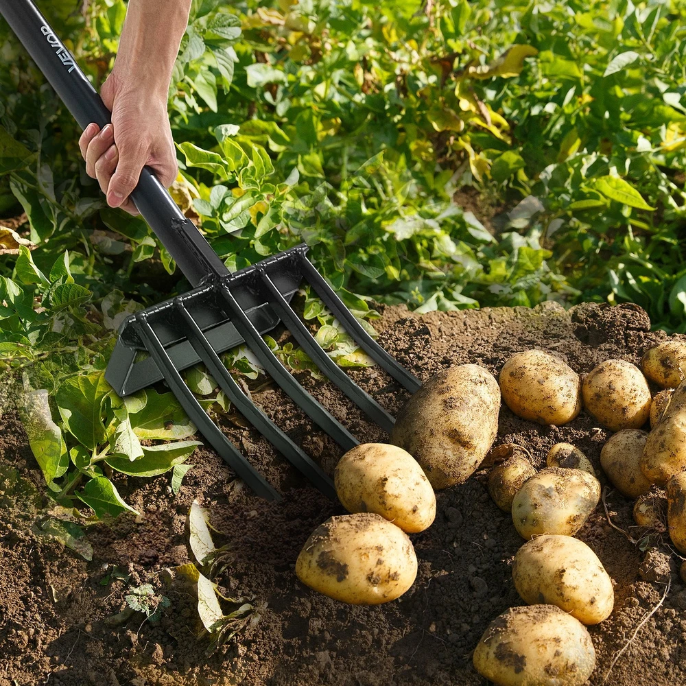 VEVOR Penkių dantų sodo šakė su metaline rankena