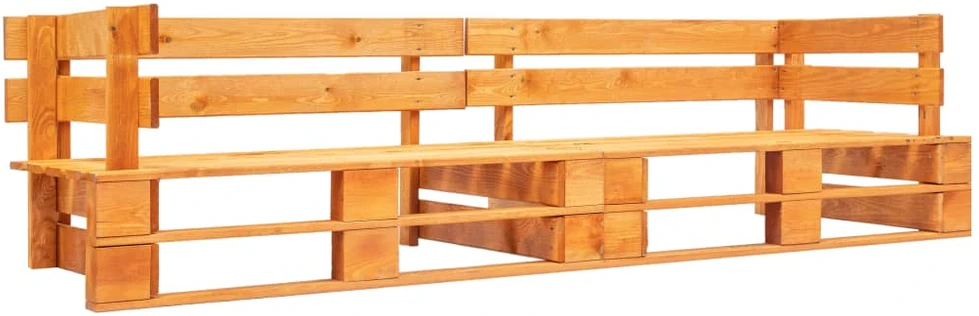 Lauko baldų komplektas Sodo sofos komplektas iš palečių su pagalvėmis, 2 dalių, pušis