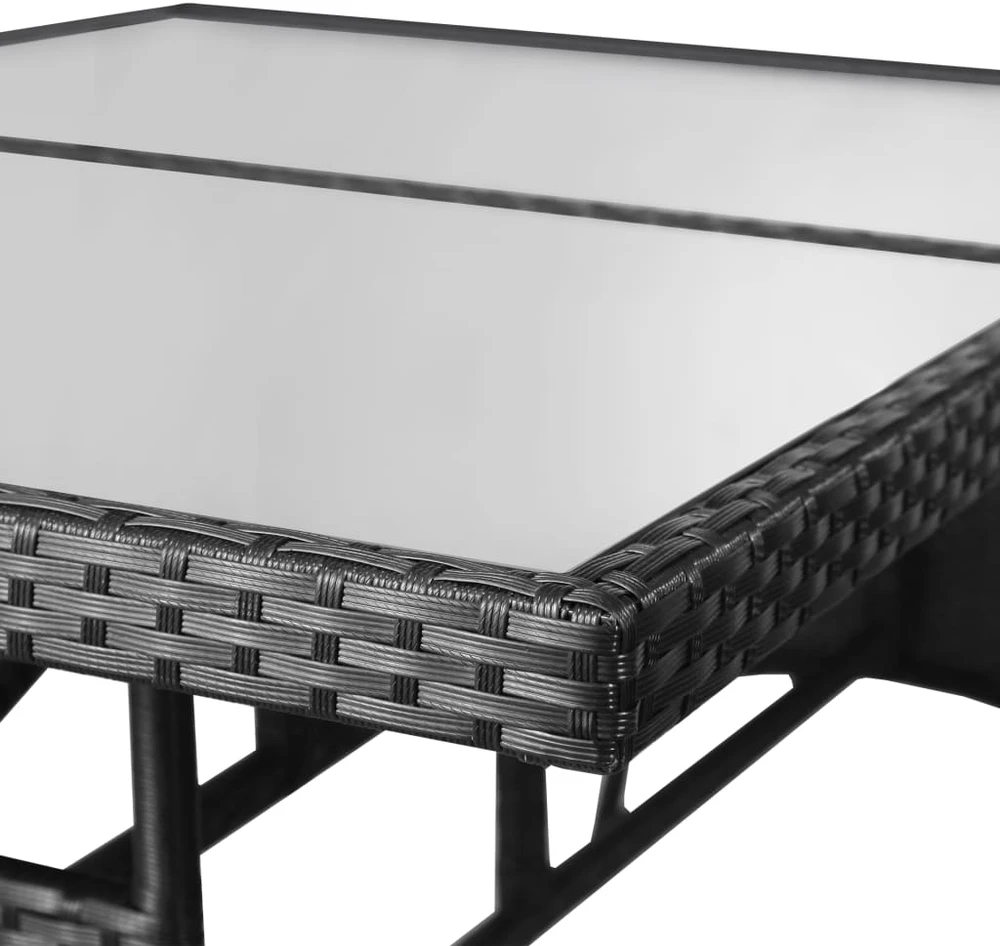 Sodo stalas, juodas, 140x80x74cm, poliratanas