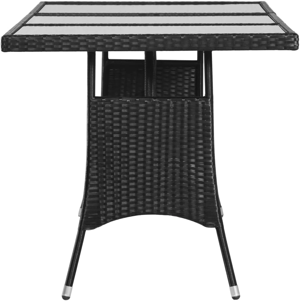 Sodo stalas, juodos spalvos, 170x80x74cm, poliratanas