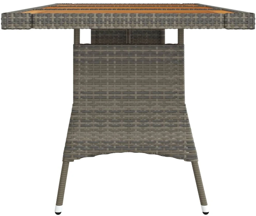 Sodo stalas, pilkas, 160x70x72cm, poliratanas ir akacija