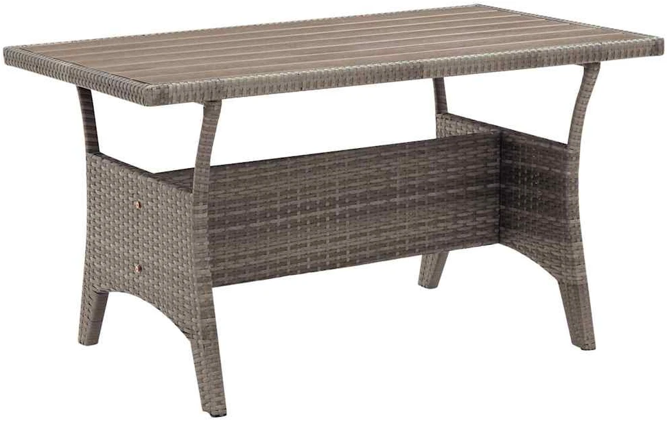 Sodo stalas, pilkos spalvos, 120x70x66cm, poliratanas