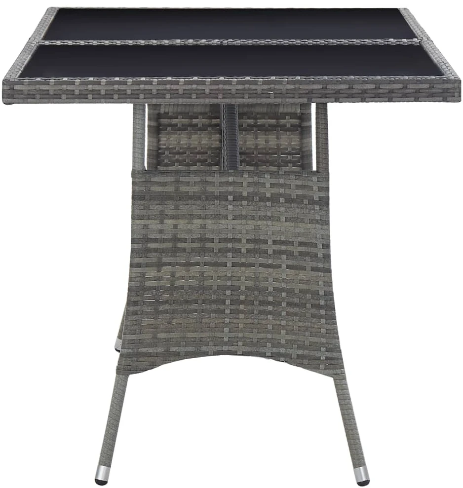 Sodo stalas, pilkos spalvos, 140x80x74cm, poliratanas