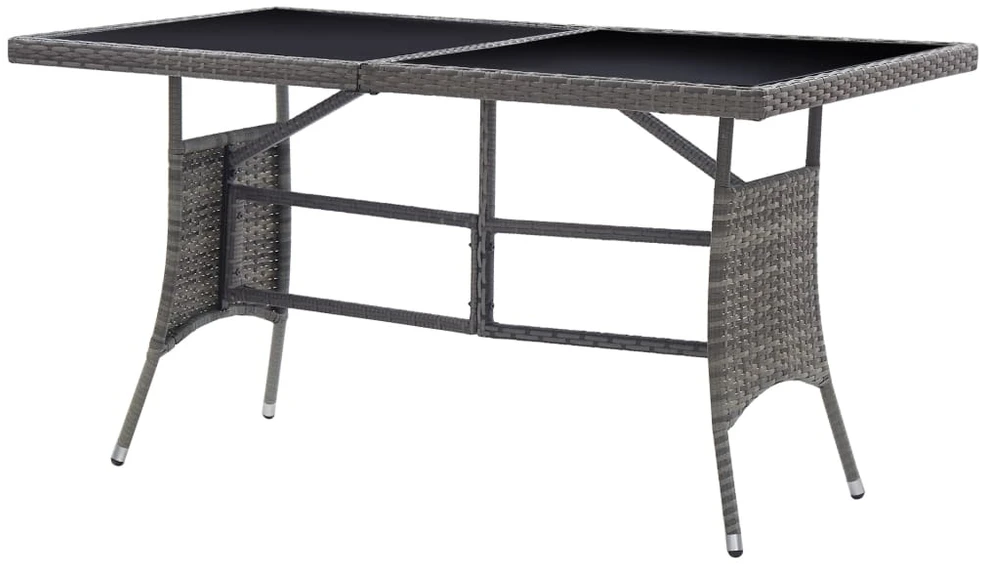 Sodo stalas, pilkos spalvos, 140x80x74cm, poliratanas