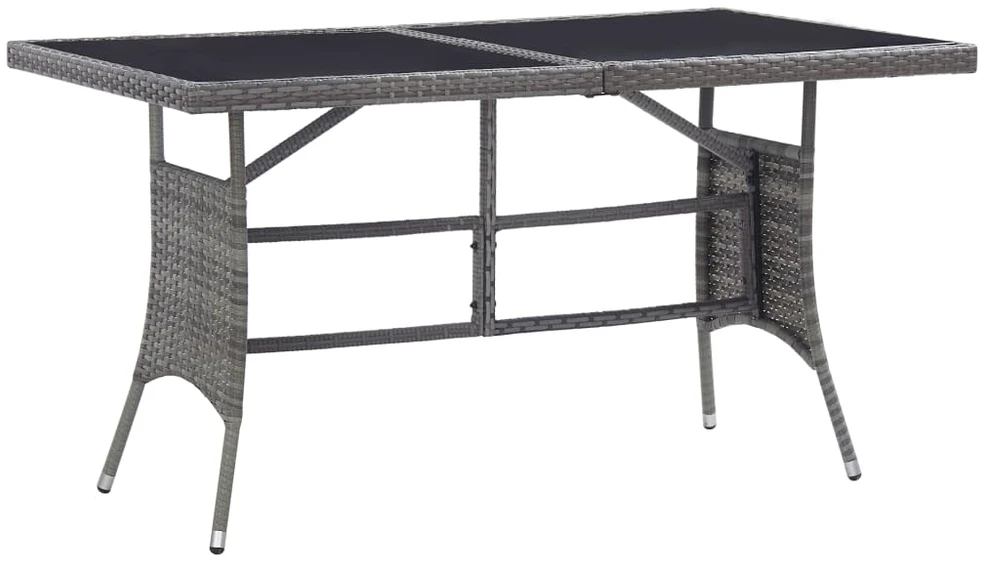 Sodo stalas, pilkos spalvos, 140x80x74cm, poliratanas