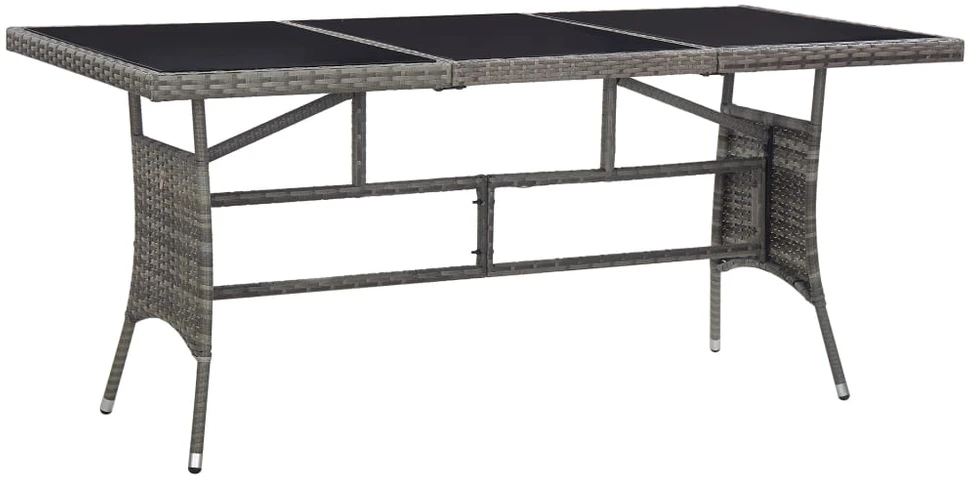 Sodo stalas, pilkos spalvos, 170x80x74cm, poliratanas