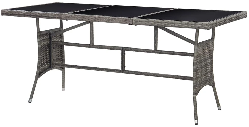 Sodo stalas, pilkos spalvos, 170x80x74cm, poliratanas