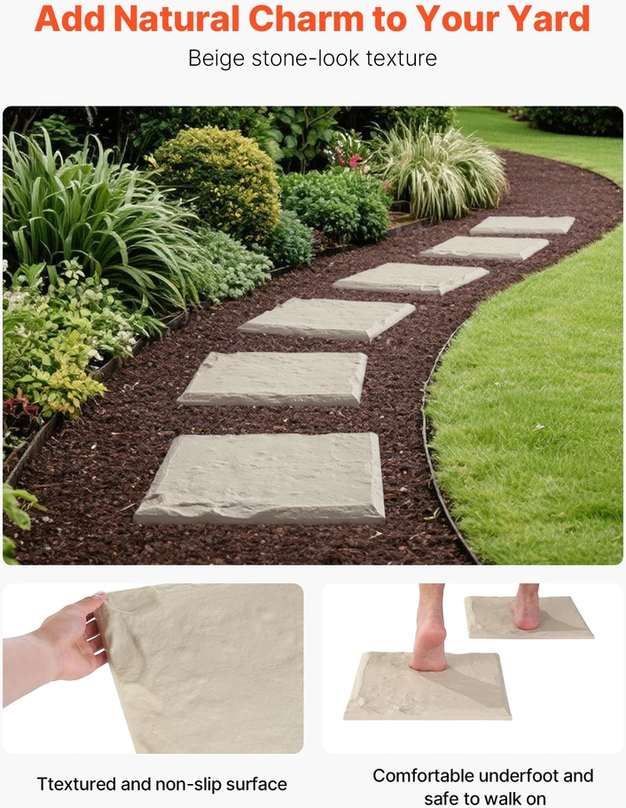 VEVOR Dekoratyviniai sodo plytelės 4 vnt. 39.5 x 39.5 cm smėlio spalvos