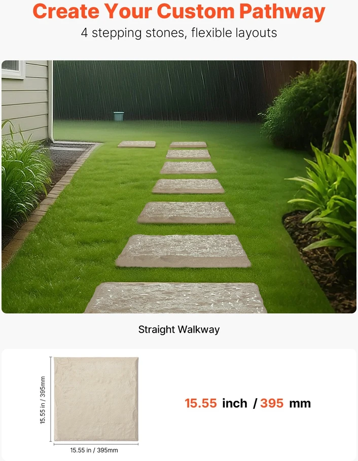 VEVOR Dekoratyviniai sodo plytelės 4 vnt. 39.5 x 39.5 cm smėlio spalvos