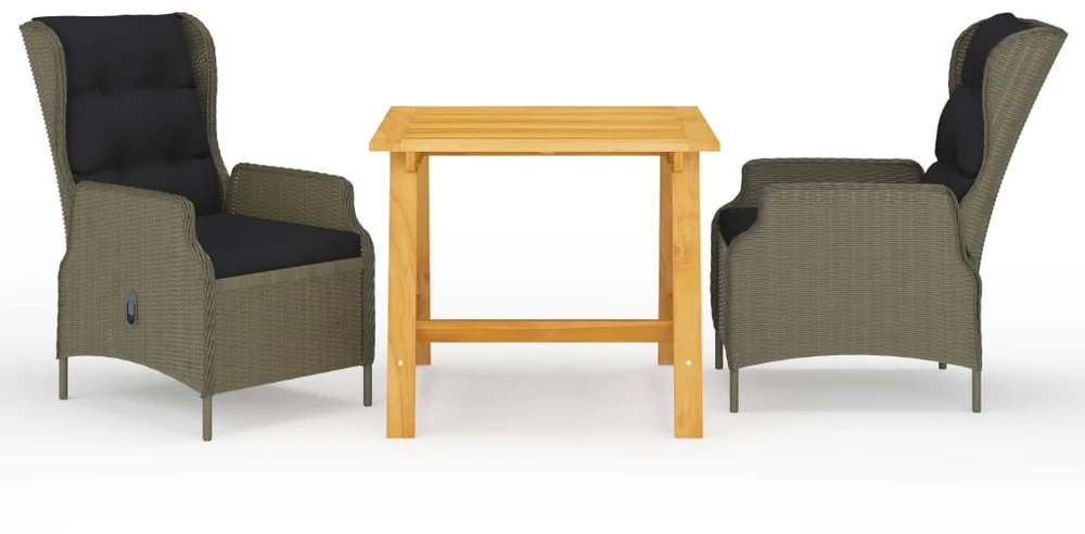 Lauko baldų komplektas Sodo valgomojo baldų komplektas, 3 dalių, rudas