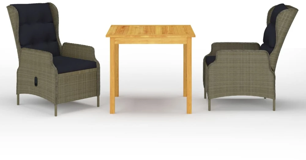 Lauko baldų komplektas Sodo valgomojo baldų komplektas, 3 dalių, rudas