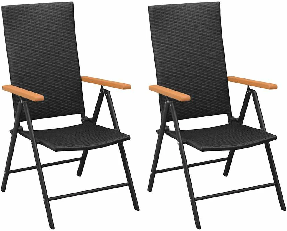 Lauko baldų komplektas Sodo valgomojo baldų komplektas, 3 dalių, juodas ir rudas