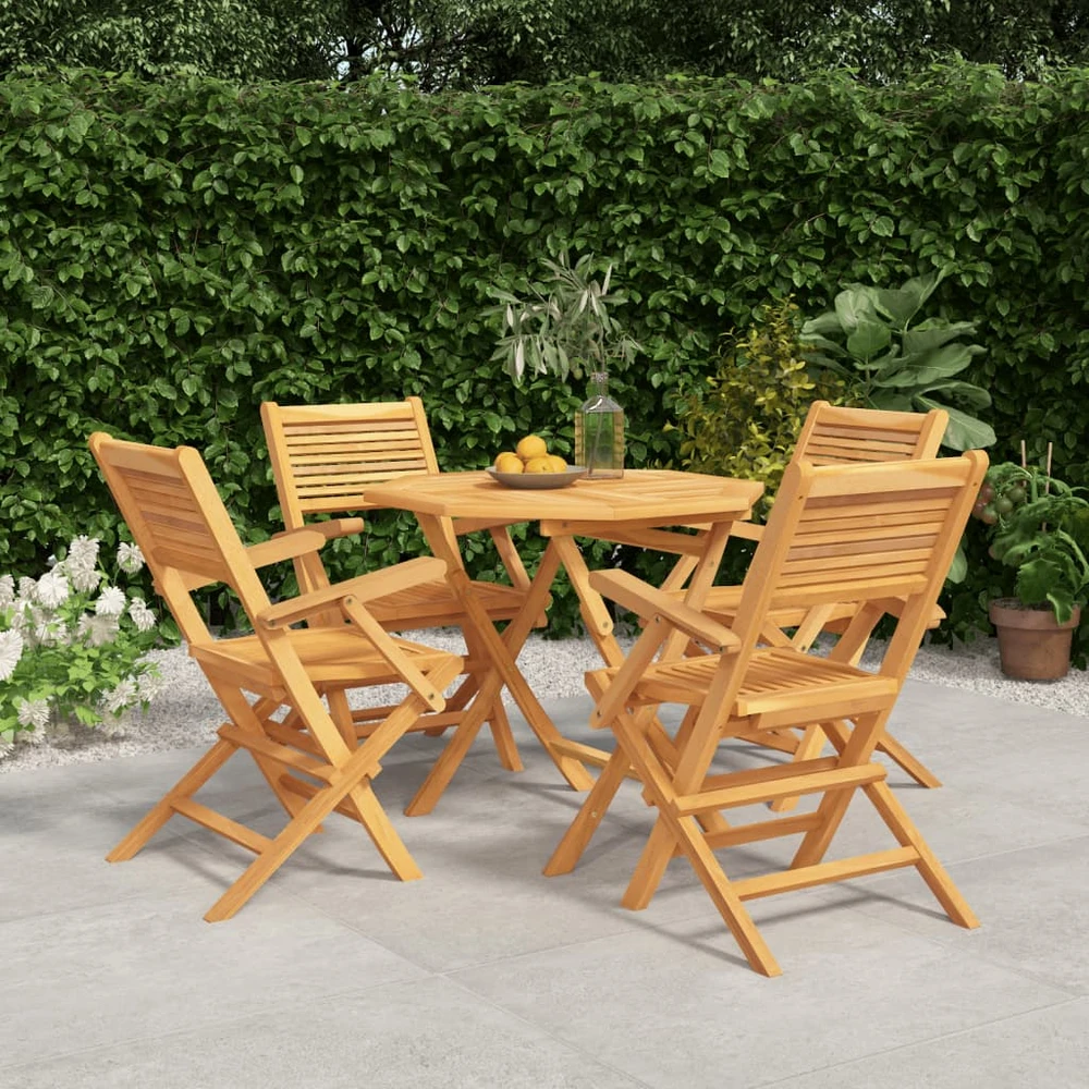 Lauko baldų komplektas Sodo valgomojo baldų komplektas, 5 dalių, tikmedžio masyvas