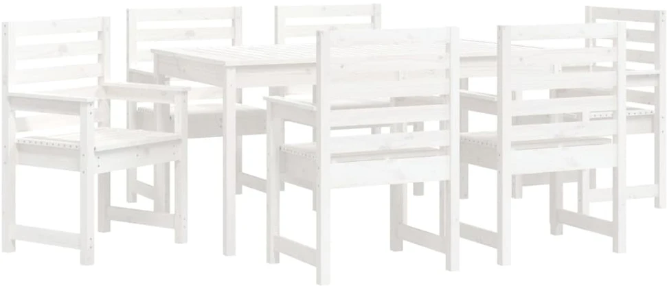 Sofa Sodo valgomojo baldų komplektas, 7 dalių, baltas, pušis