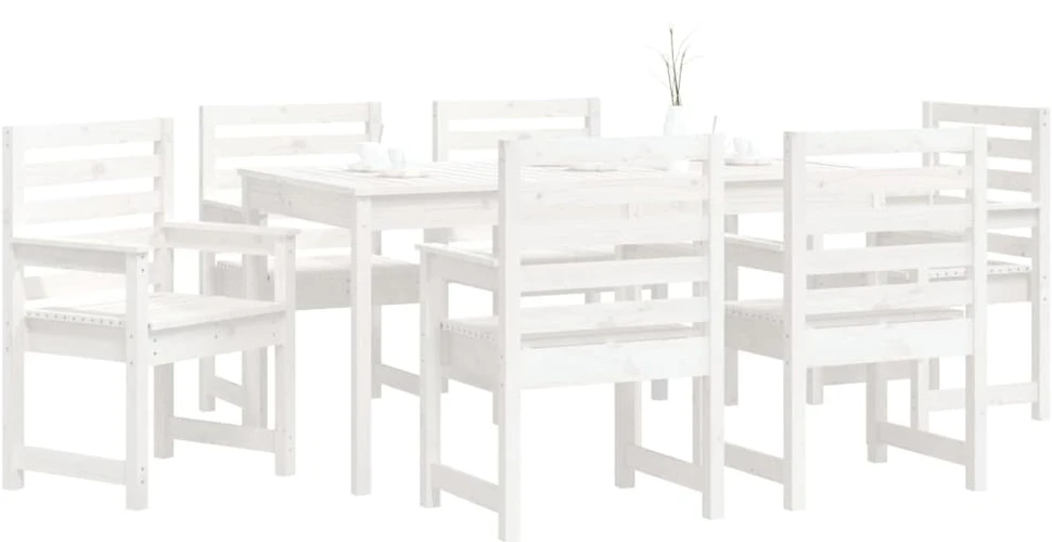 Sofa Sodo valgomojo baldų komplektas, 7 dalių, baltas, pušis