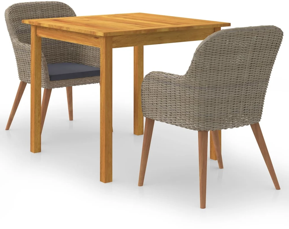 Lauko baldų komplektas Sodo valgomojo komplektas, 3 dalių, rudas